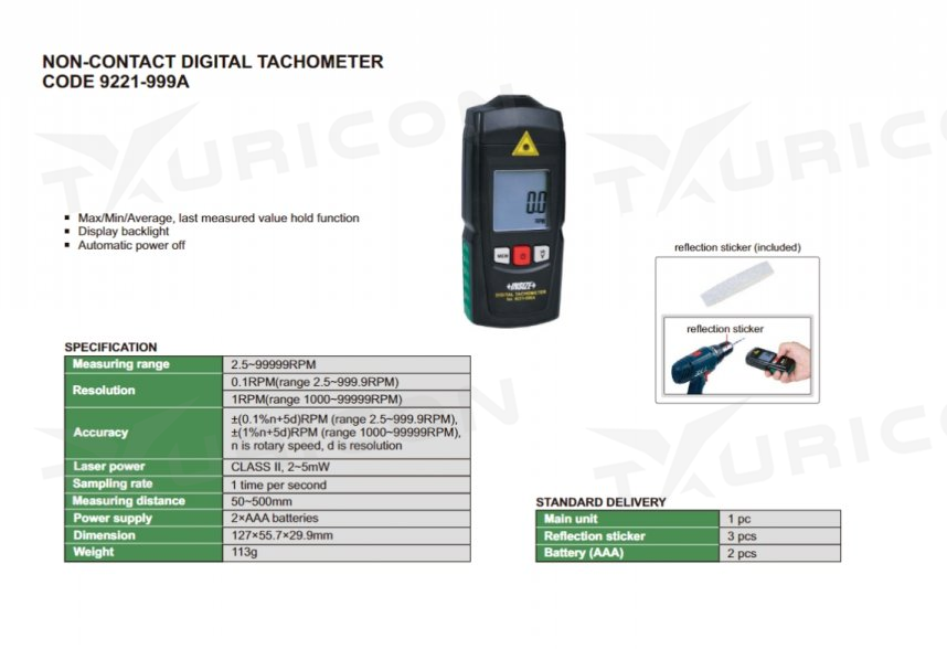 Digital contactless tachometer | Tauricon - meradlá, meracie prístroje ...